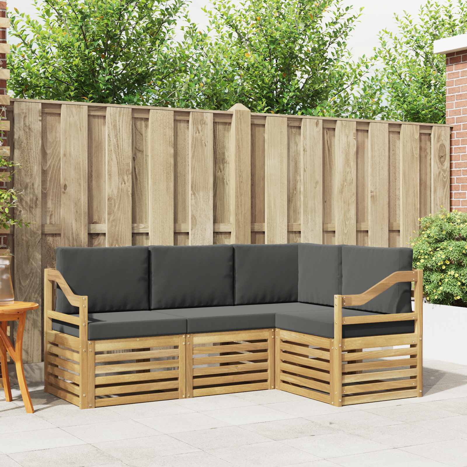Sedací soupravy 4 pcs Bílá a antracitová 185,5 x 126,5 x 73 cm