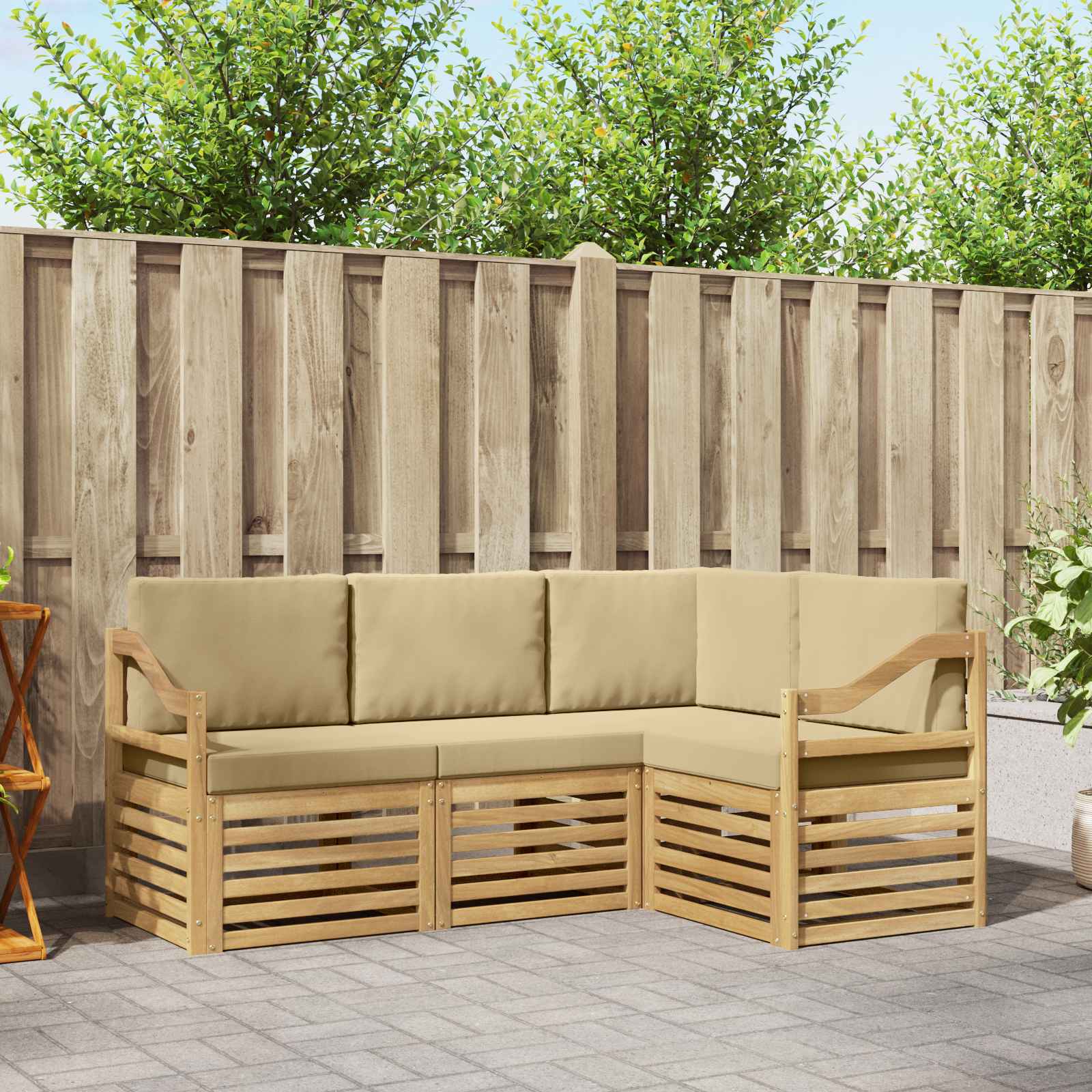 Sedací soupravy 4 pcs Bílá a béžová 185,5 x 126,5 x 73 cm