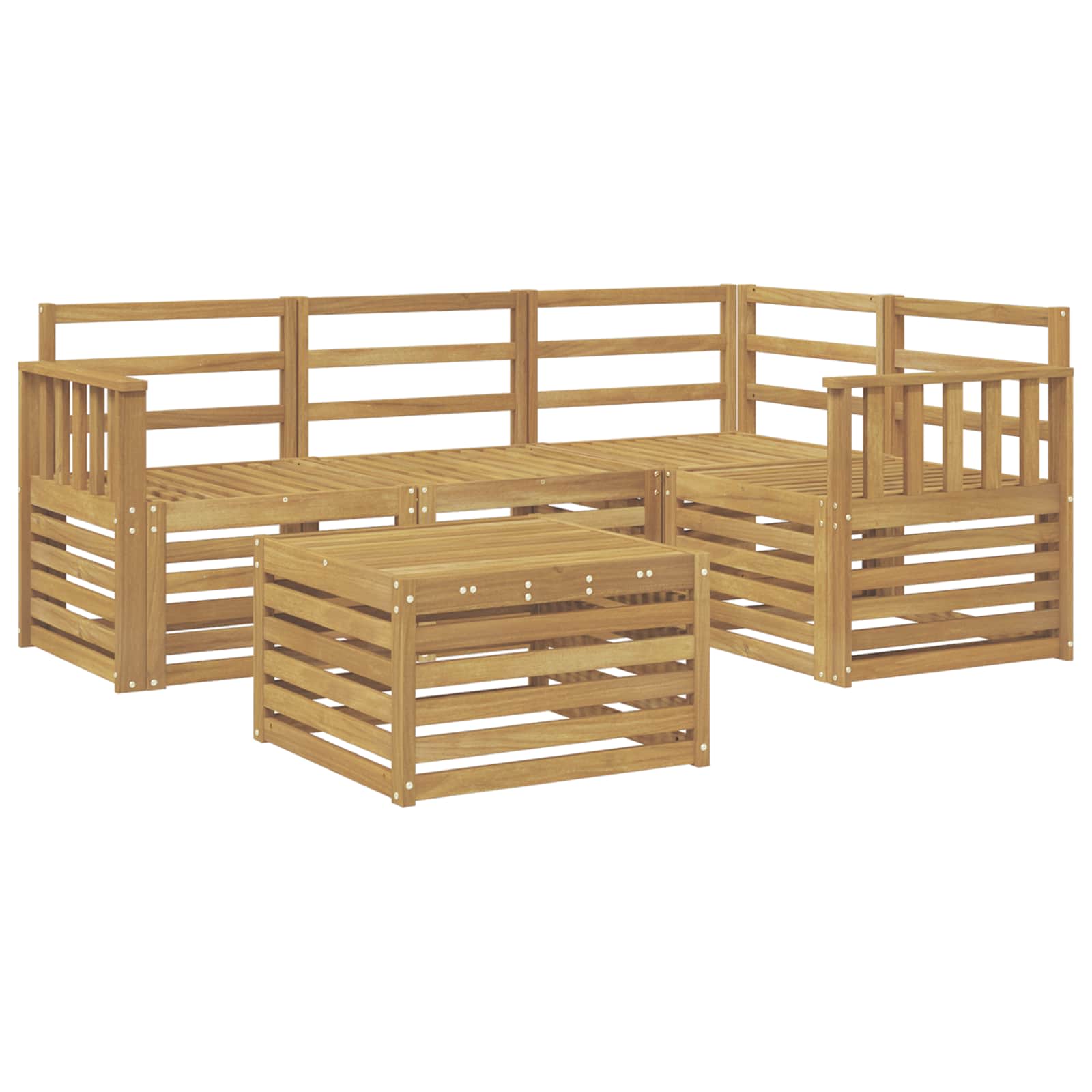 Buiten bankenset 5 pcs Wit 59 x 59 x 37 cm Massief Acaciahout image 2