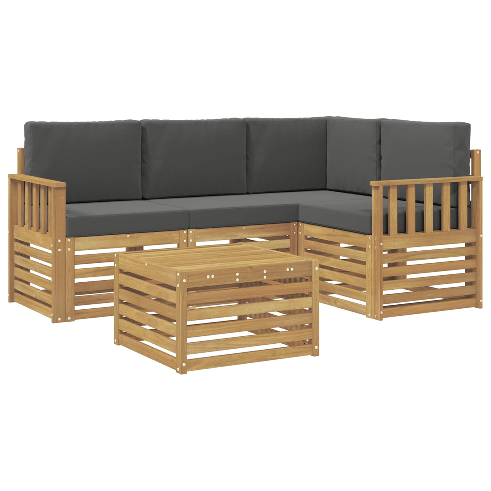 Zunanja garnitura za sedenje 5 pcs Bela in antracit - slika 2