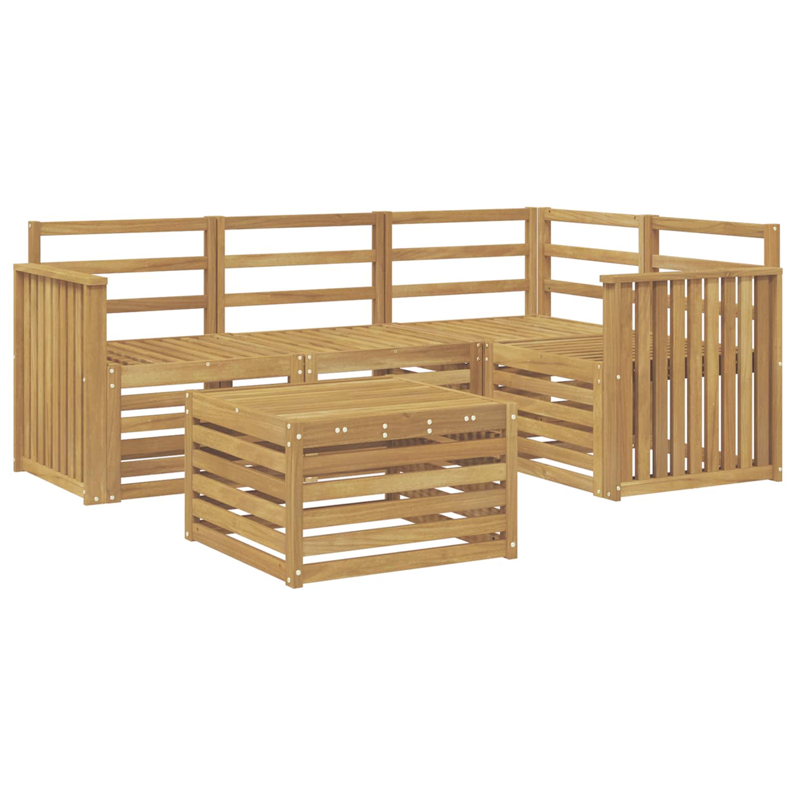Buiten bankenset 5 pcs Wit 59 x 59 x 37 cm Massief Acaciahout image 2