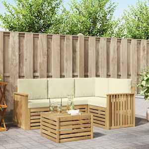 Zunanja garnitura za sedenje 5 pcs Bela in krem 59 x 59 x 37 cm