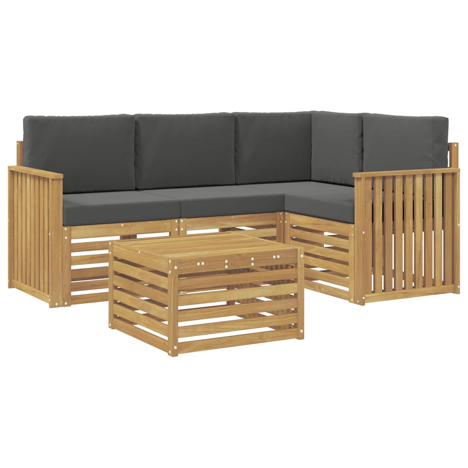 vidaXL Buiten bankenset 5 st 4-zits Wit en antracietkleurig Polyester, foto 3