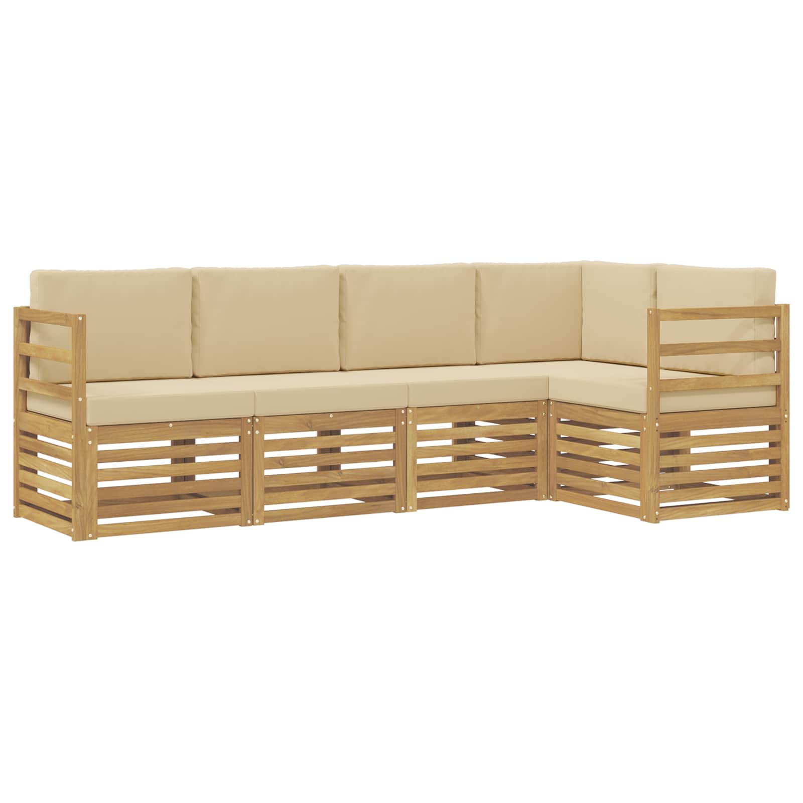 Zunanja garnitura za sedenje 5 pcs Bela in bež - slika 2