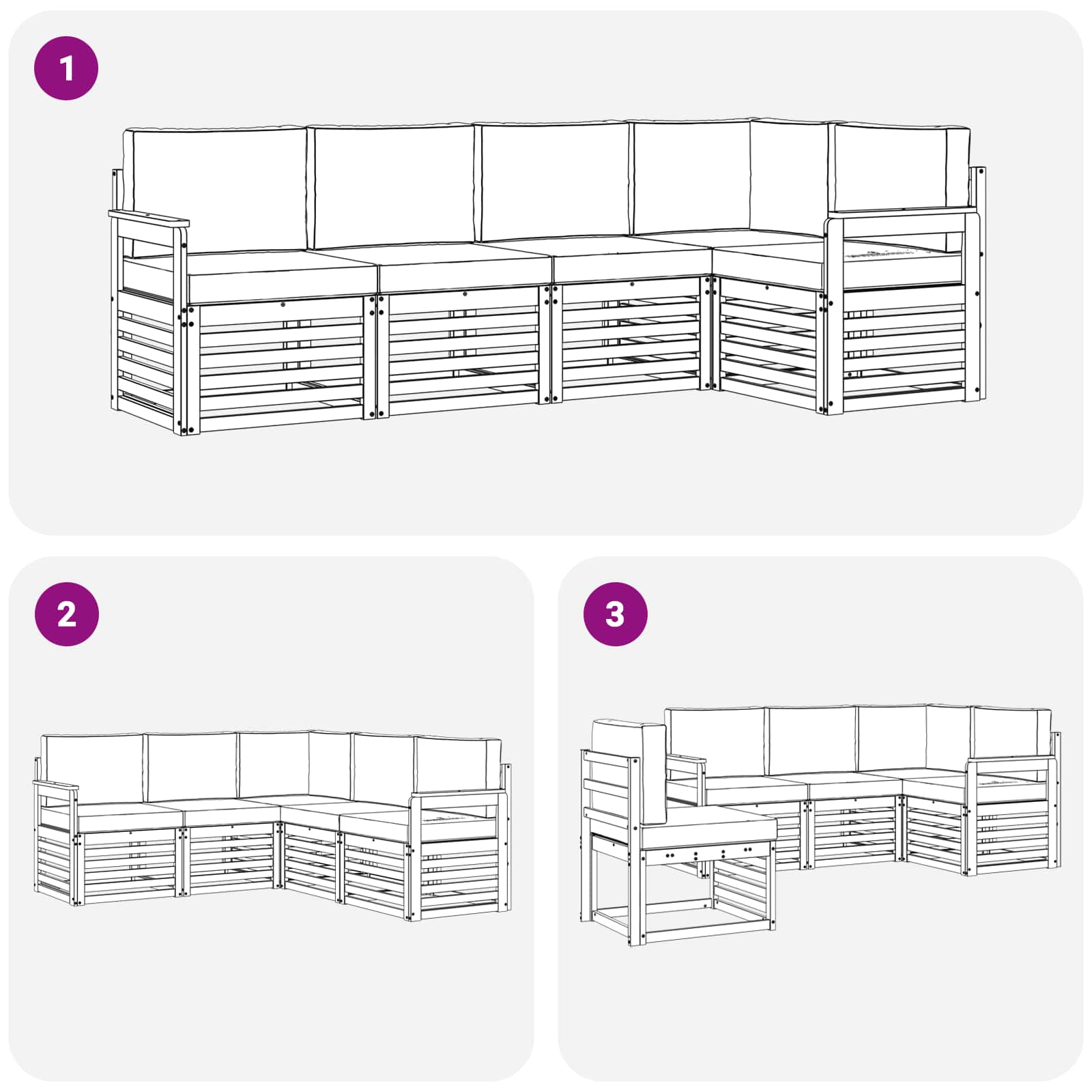 Zunanja garnitura za sedenje 5 pcs Bela in antracit - slika 7
