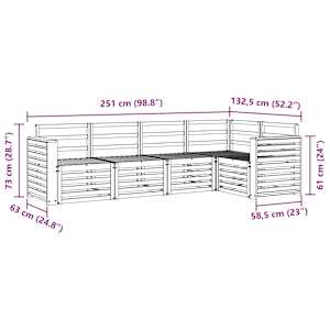Venkovní pohovková souprava 5 pcs Bílá 251 x 132,5 x 73 cm - obrázek 7