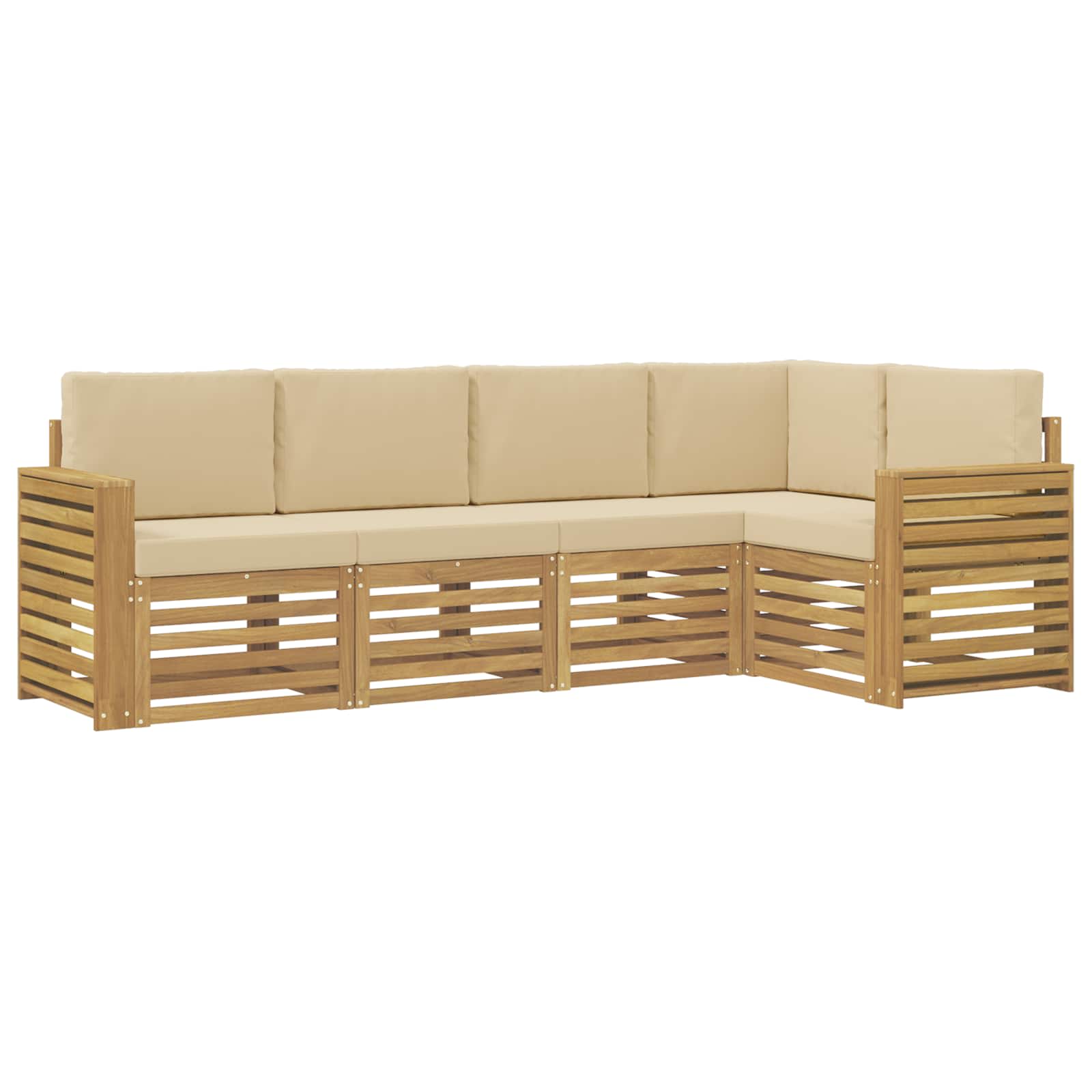 vidaXL Buiten bankenset 5 st 5-zits Wit en Beige Polyester, foto 3