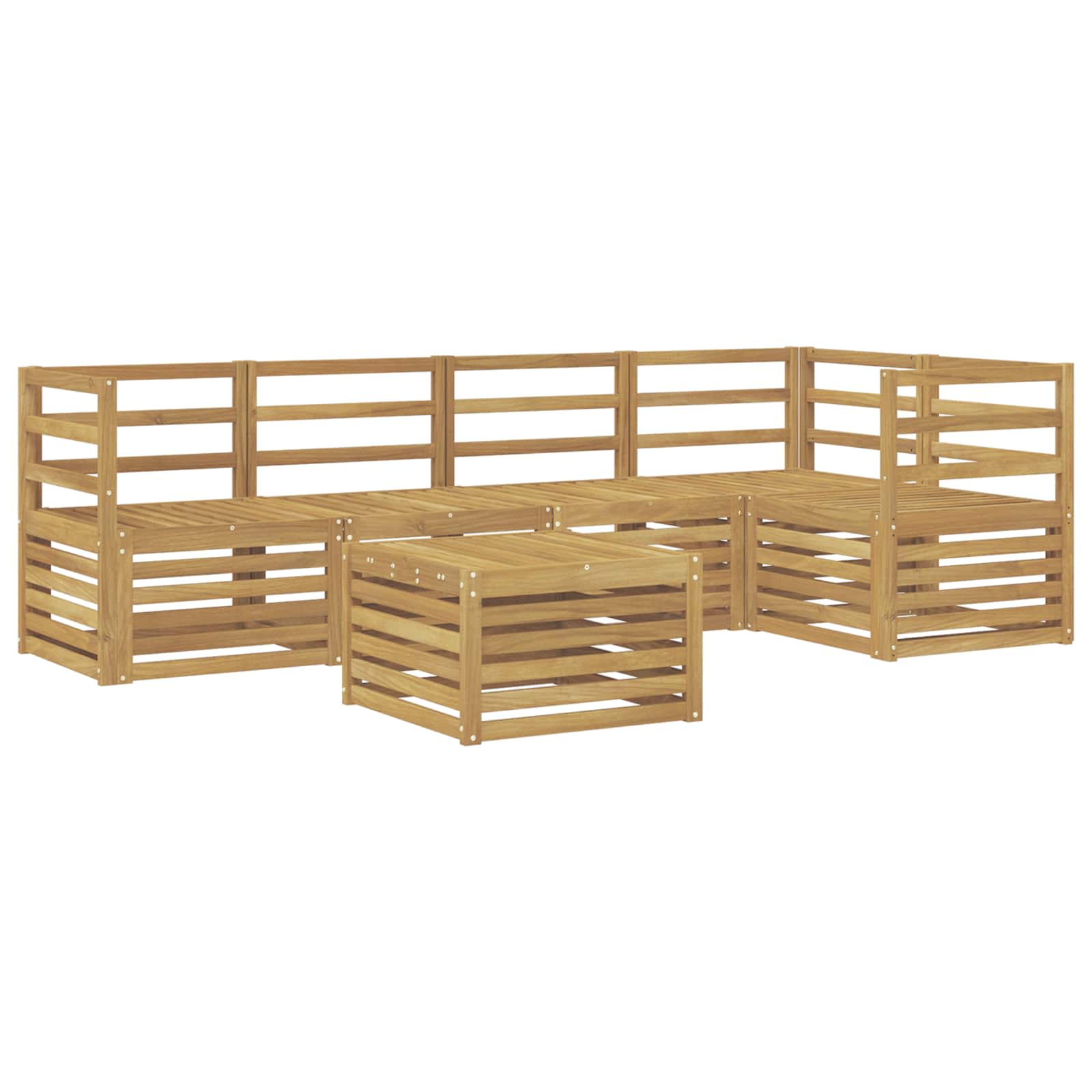 Buiten bankenset 6 pcs Wit 59 x 59 x 37 cm Massief Acaciahout image 2