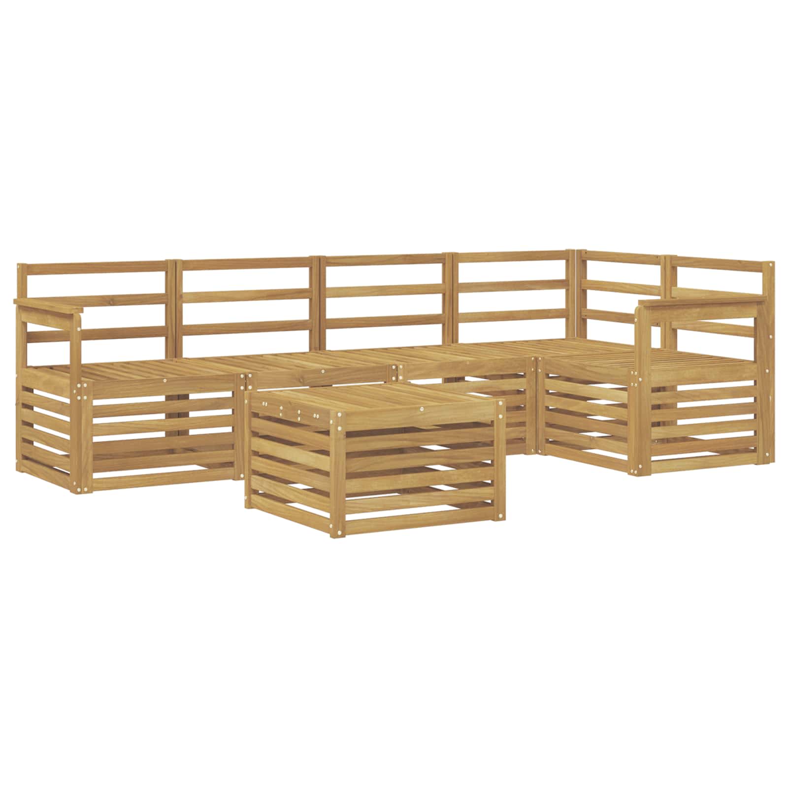 Buiten bankenset 6 pcs Wit 59 x 59 x 37 cm Massief Acaciahout image 2