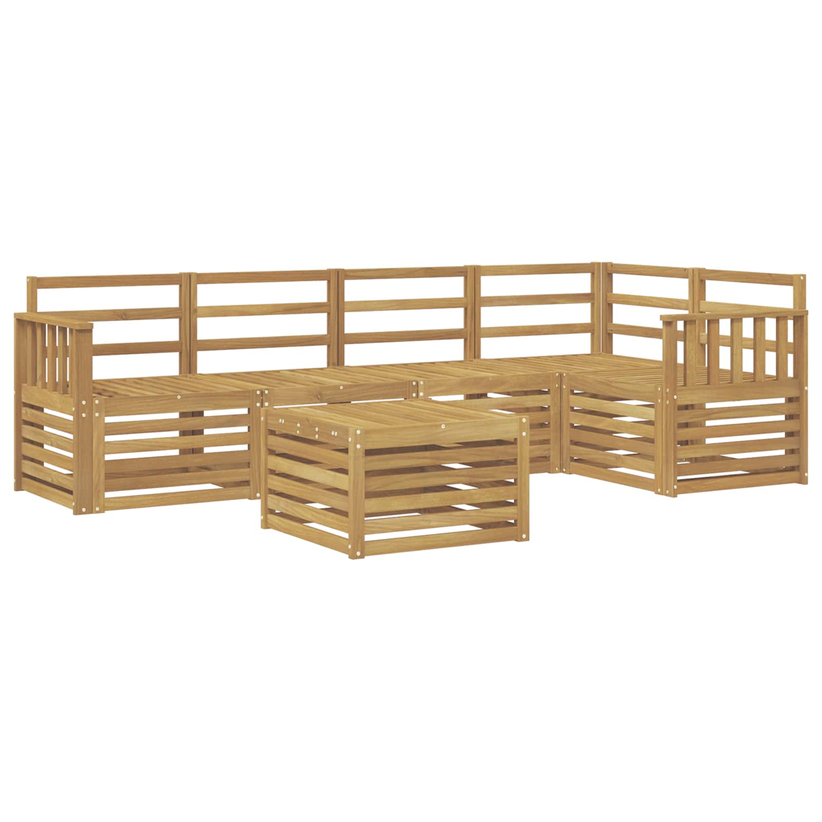 Buiten bankenset 6 pcs Wit 59 x 59 x 37 cm Massief Acaciahout image 2