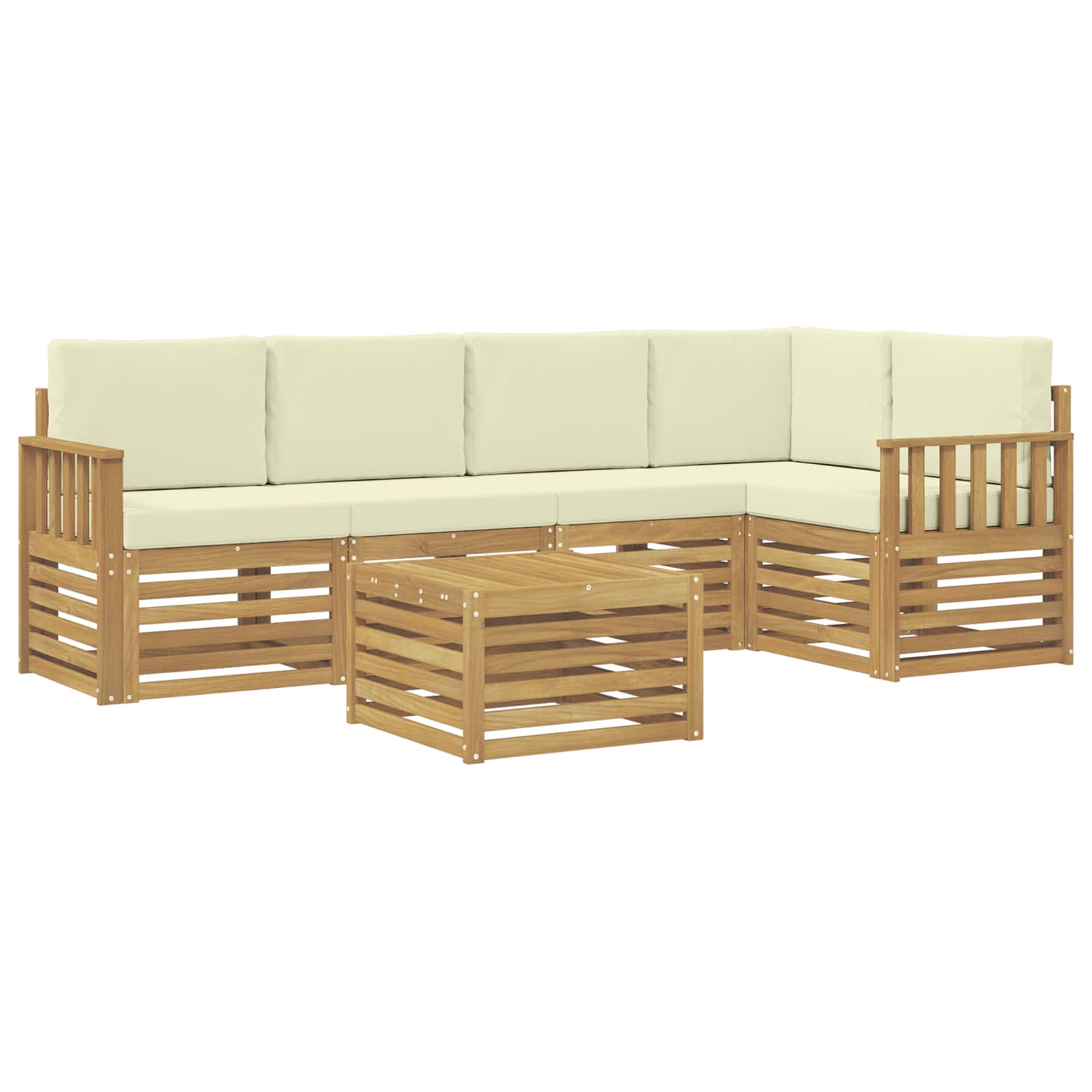 Zunanja garnitura za sedenje 6 pcs Bela in krem 59 x 59 x 37 cm - slika 2