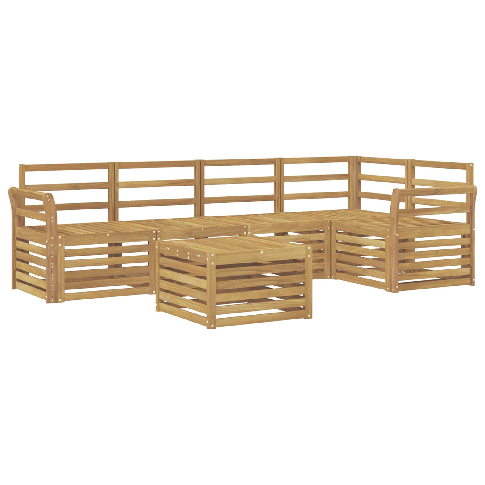 Buiten bankenset 6 pcs Wit 59 x 59 x 37 cm Massief Acaciahout image 2