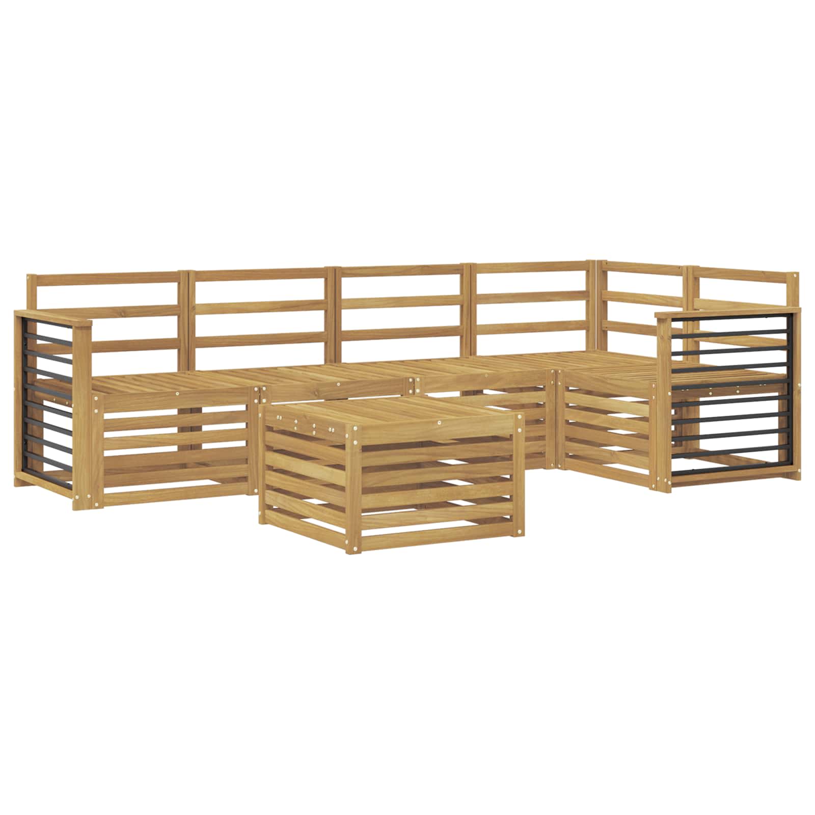 Buiten bankenset 6 pcs Wit 59 x 59 x 37 cm Massief Acaciahout image 2