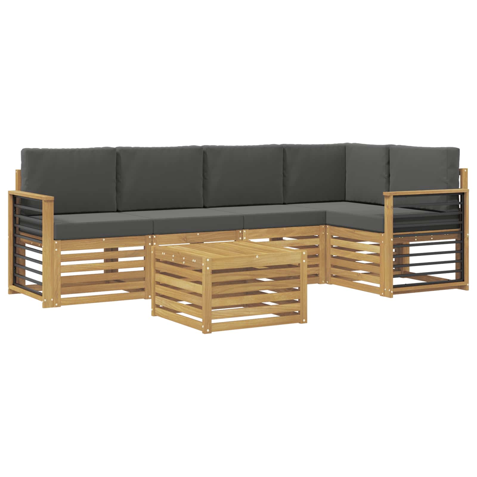 Zunanja garnitura za sedenje 6 pcs Bela in antracit - slika 2
