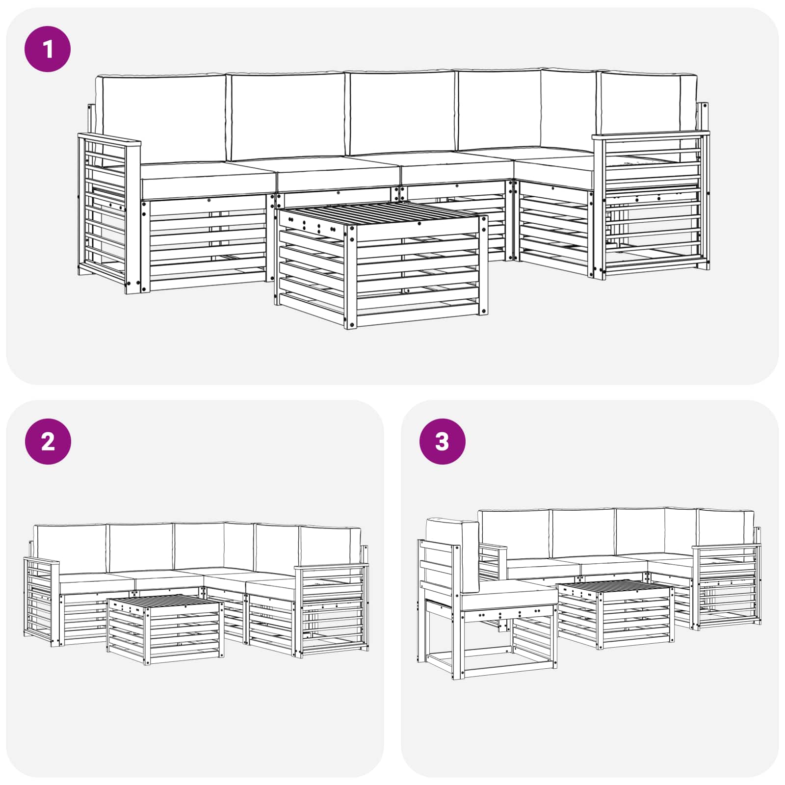 Zunanja garnitura za sedenje 6 pcs Bela in antracit - slika 7