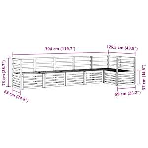 Venkovní pohovková souprava 6 pcs Bílá 304 x 126,5 x 73 cm - obrázek 7