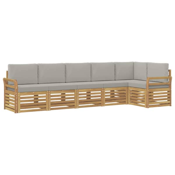 vidaXL V&auml;li diivanikomplekt 6 tk Valge ja helehall Pol&uuml;ester