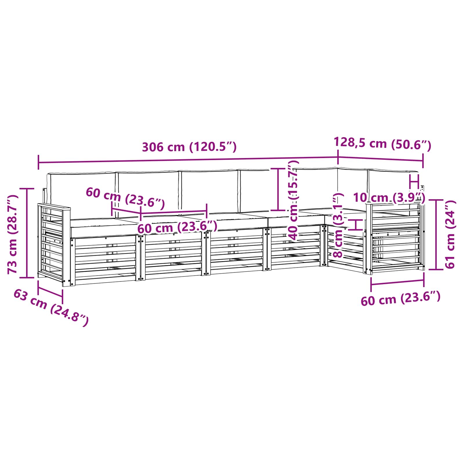 Sofa-Sets Massief Acaciahout image 8