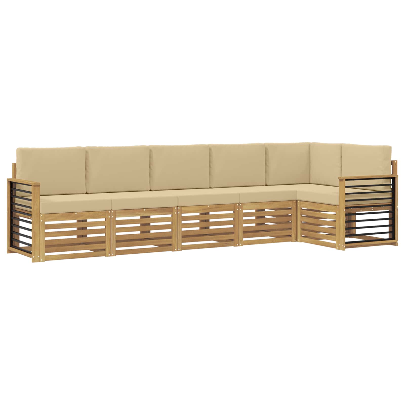 vidaXL Buiten bankenset 6 st 6-zits Wit en Beige Polyester, foto 3