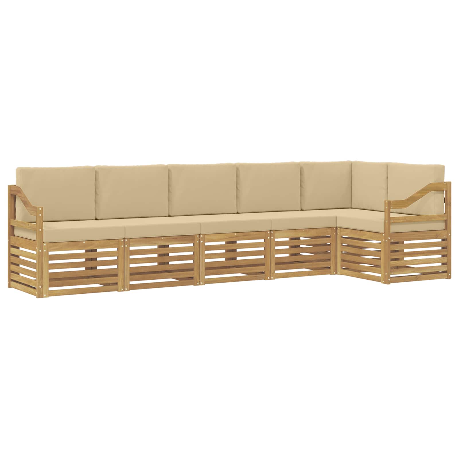 vidaXL Buiten bankenset 6 st 6-zits Wit en Beige Polyester, foto 3