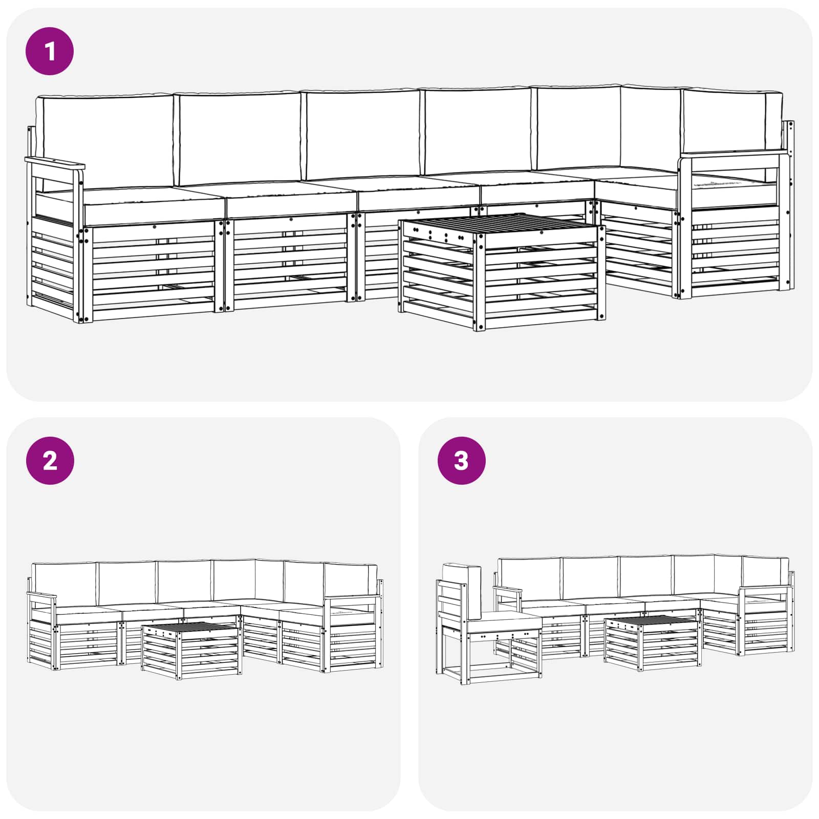 Zunanja garnitura za sedenje 7 pcs Bela in krem 59 x 59 x 37 cm - slika 7