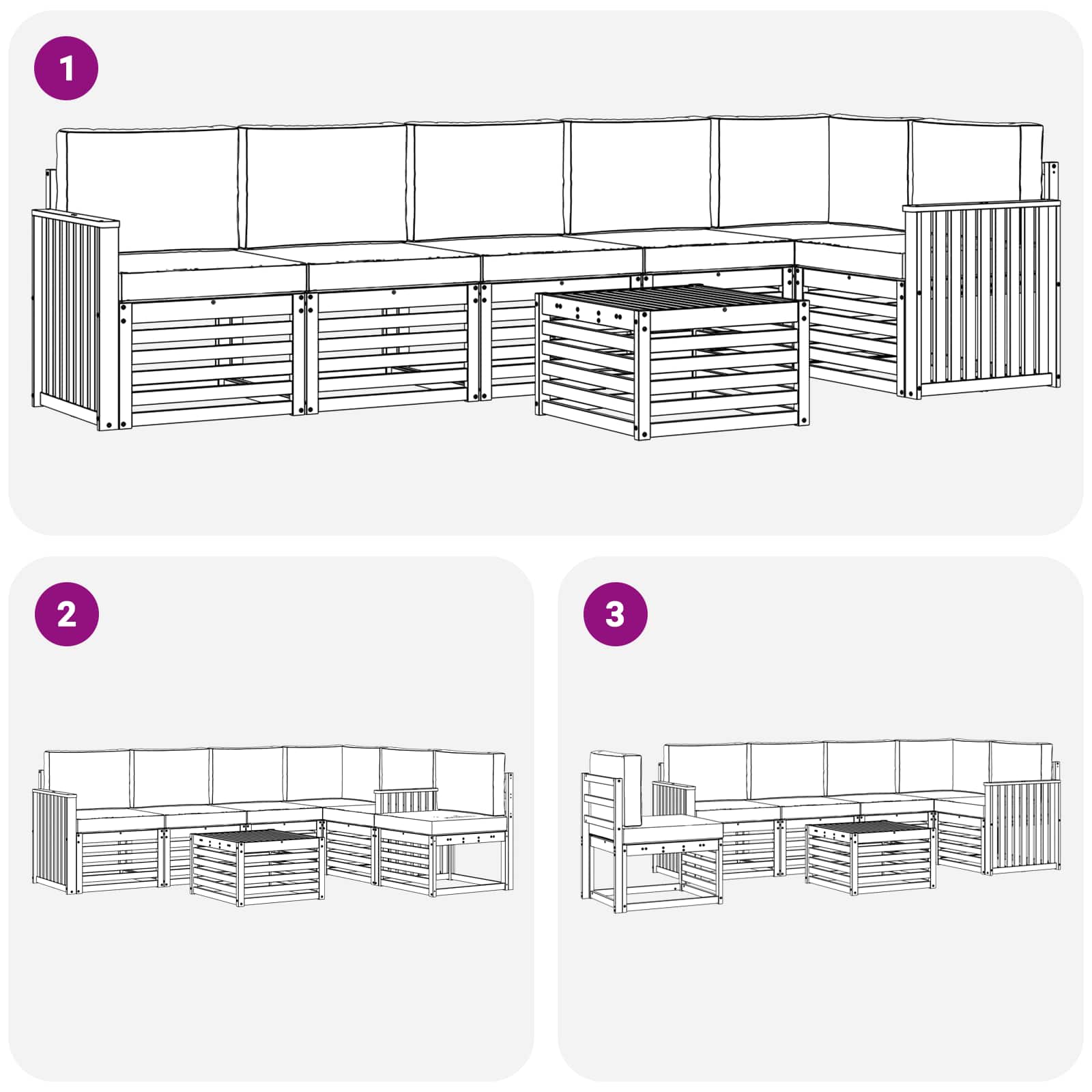 Zunanja garnitura za sedenje 7 pcs Bela in krem 59 x 59 x 37 cm - slika 7