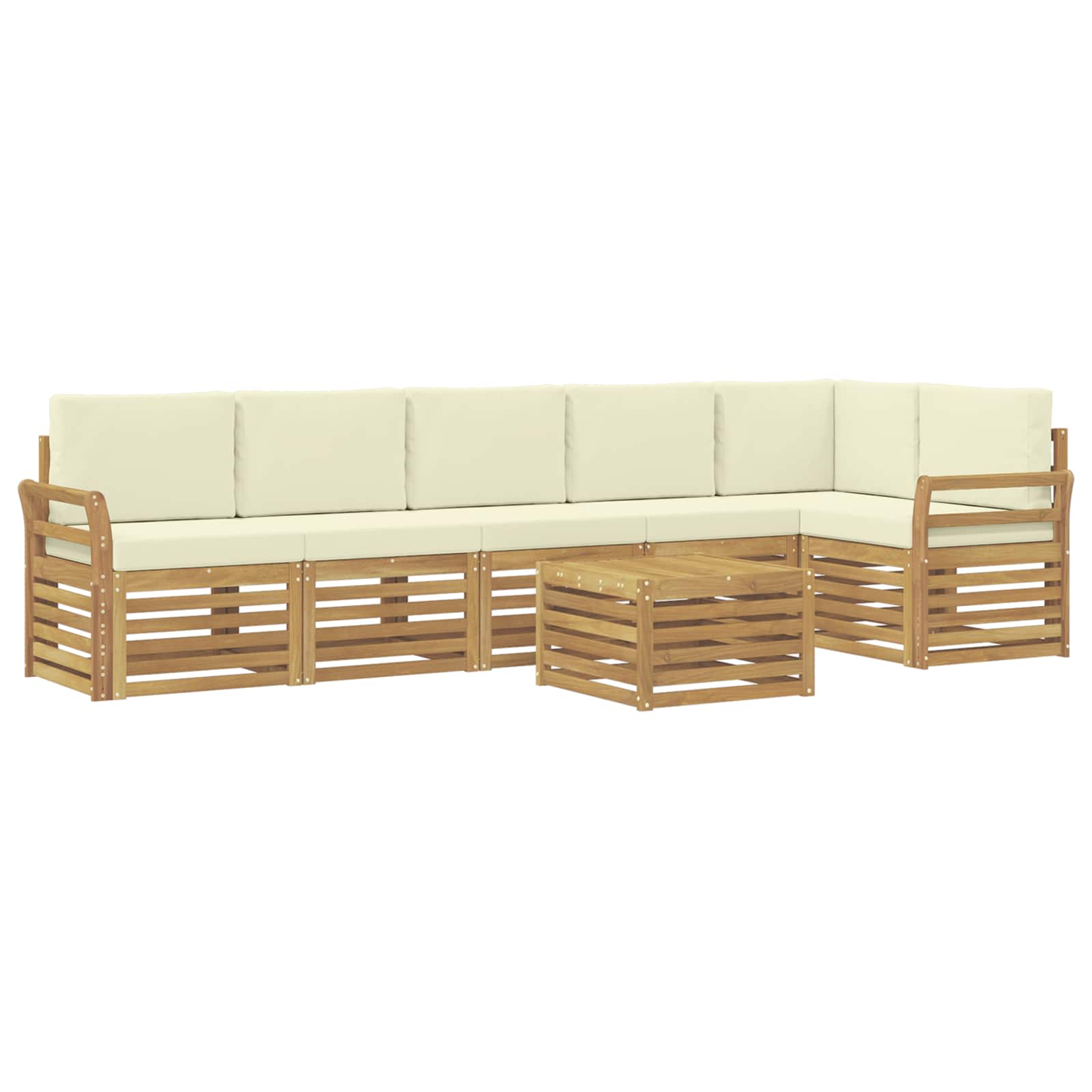 Zunanja garnitura za sedenje 7 pcs Bela in krem 59 x 59 x 37 cm - slika 2