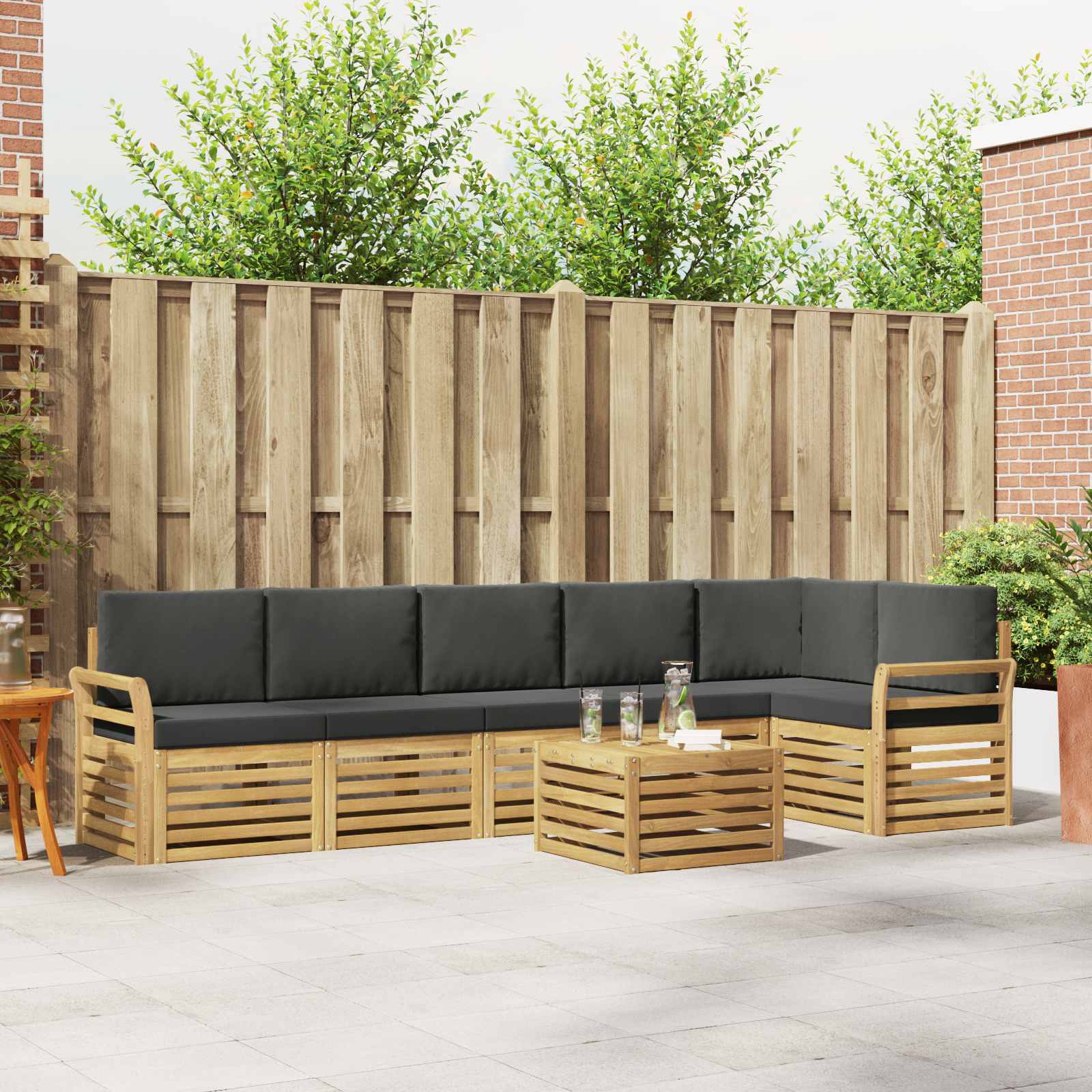 Zunanja garnitura za sedenje 7 pcs Bela in antracit