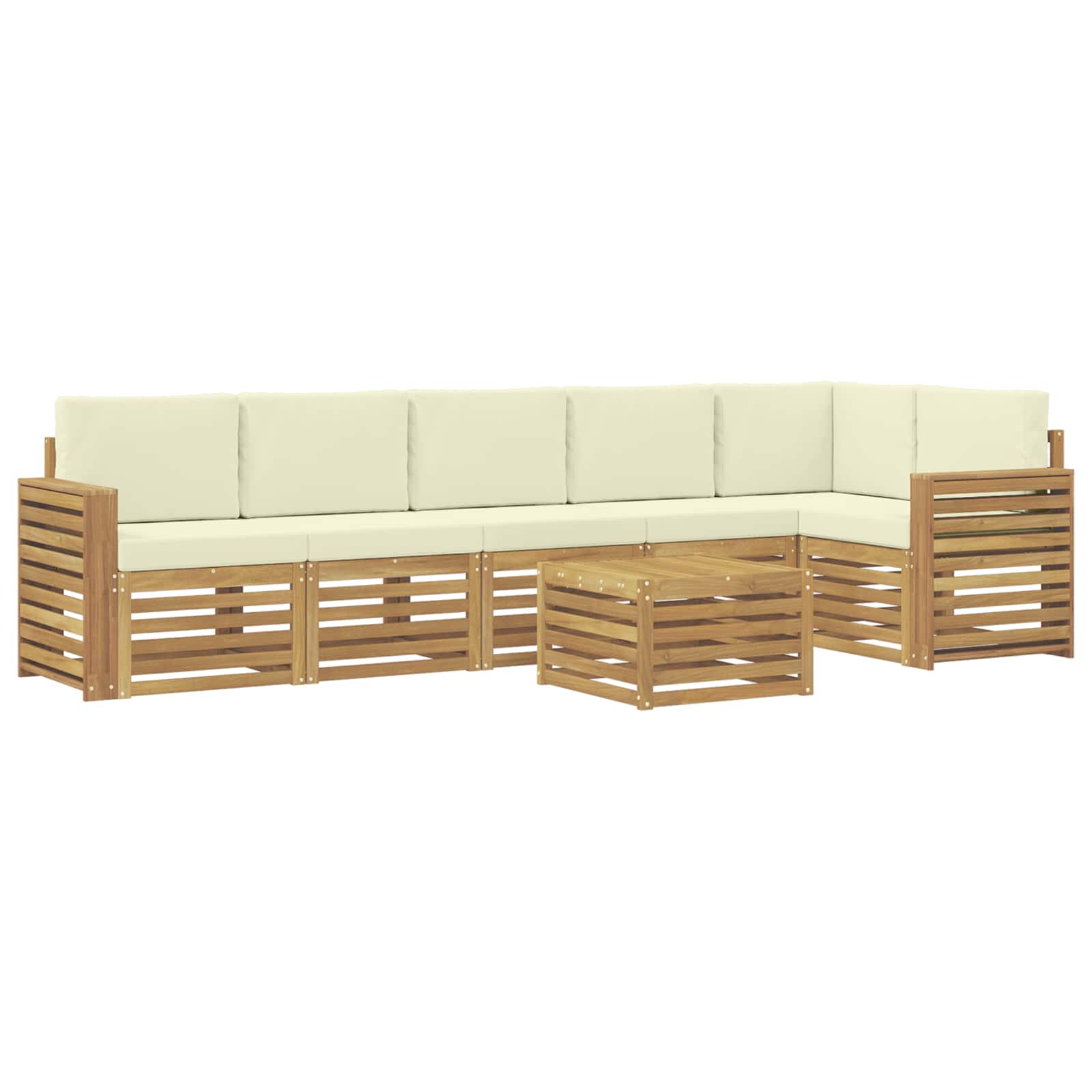 Zunanja garnitura za sedenje 7 pcs Bela in krem 59 x 59 x 37 cm - slika 2