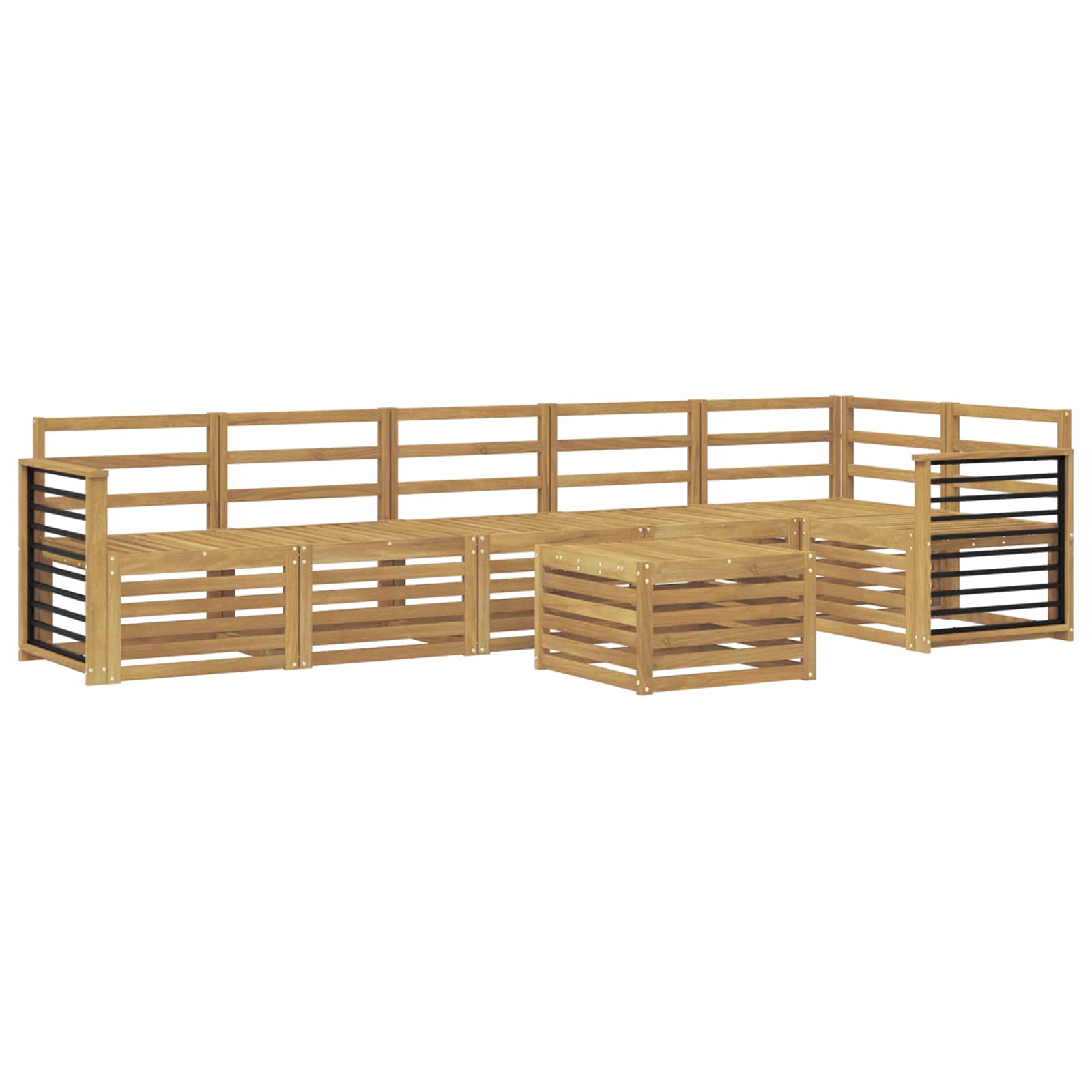 Buiten bankenset 7 pcs Wit 59 x 59 x 37 cm Massief Acaciahout image 2