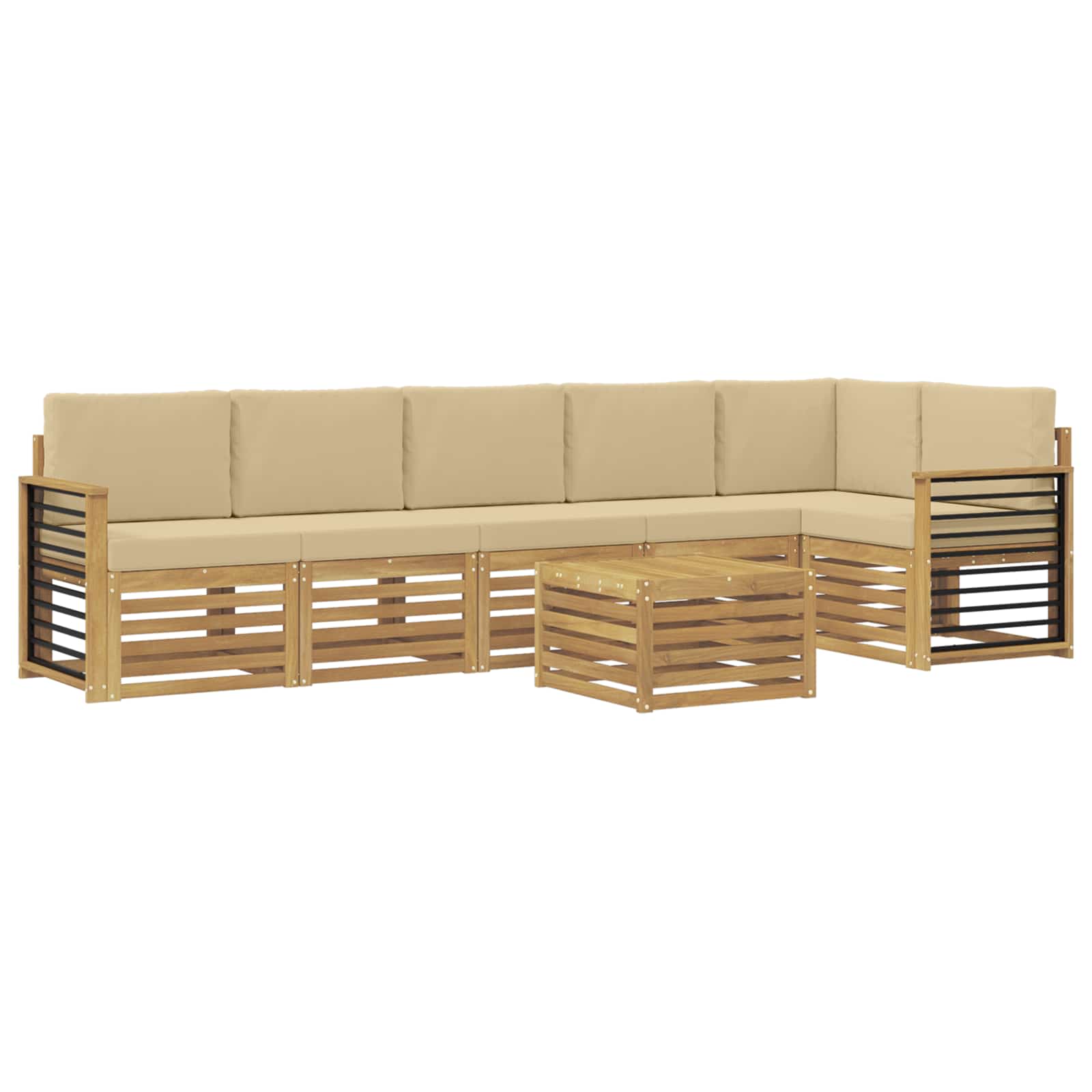 Zunanja garnitura za sedenje 7 pcs Bela in bež 59 x 59 x 37 cm - slika 2