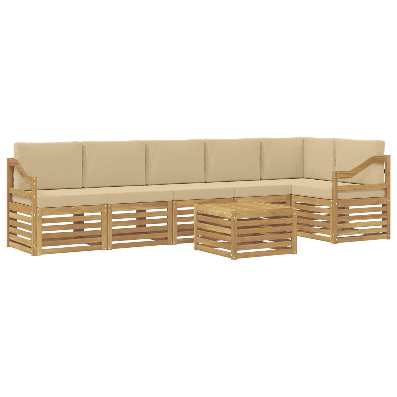 Zunanja garnitura za sedenje 7 pcs Bela in bež 59 x 59 x 37 cm - slika 2