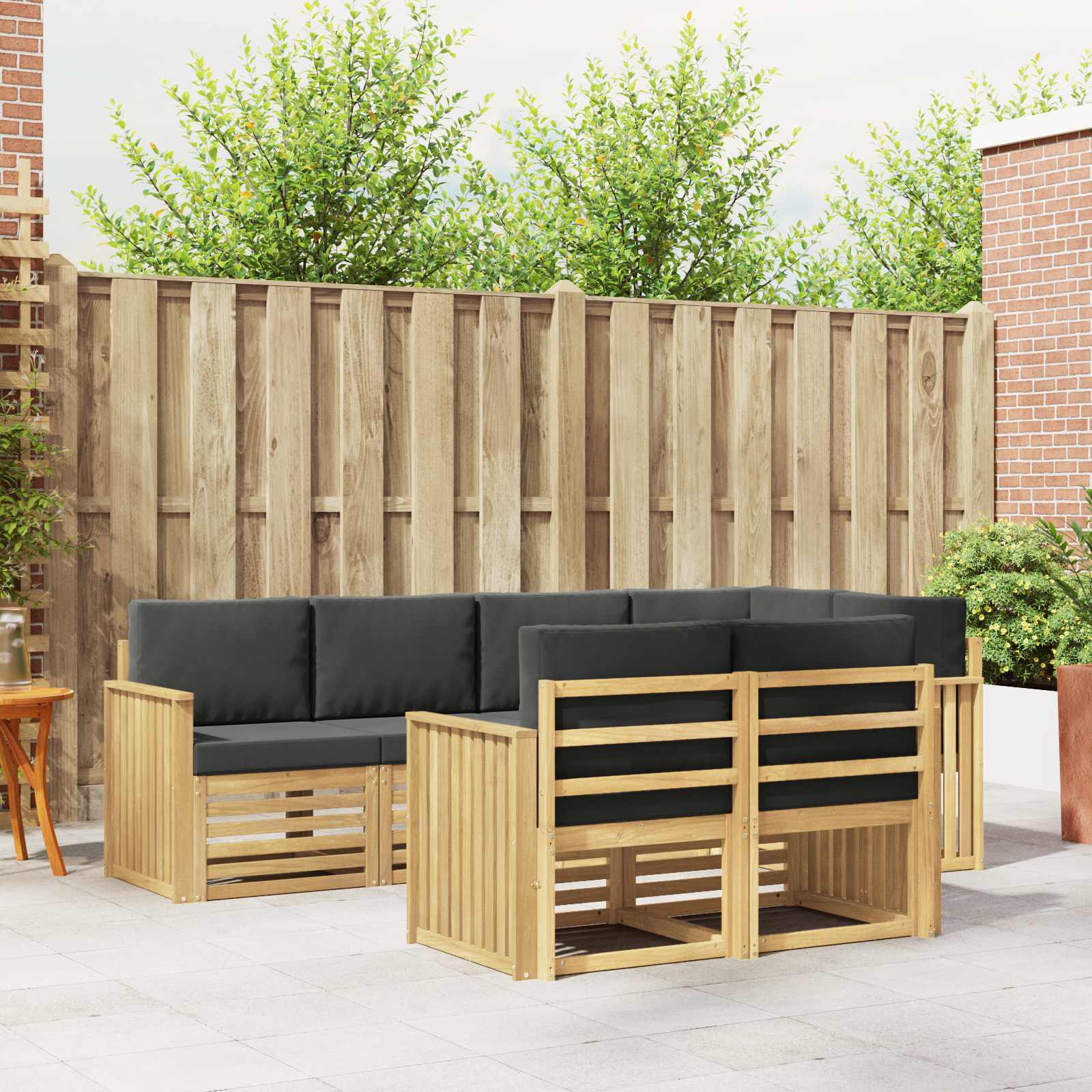 vidaXL Buiten bankenset 7 st 7-zits Wit en antracietkleurig Polyester Bruin