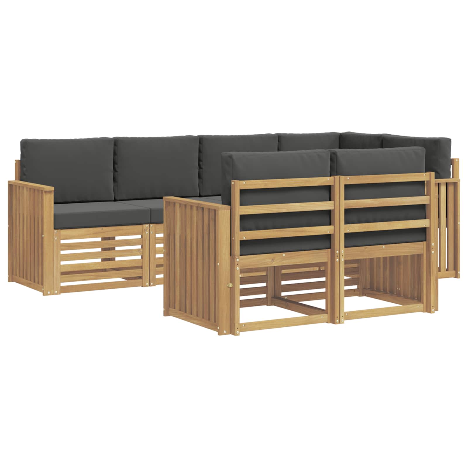 vidaXL Buiten bankenset 7 st 7-zits Wit en antracietkleurig Polyester, foto 3