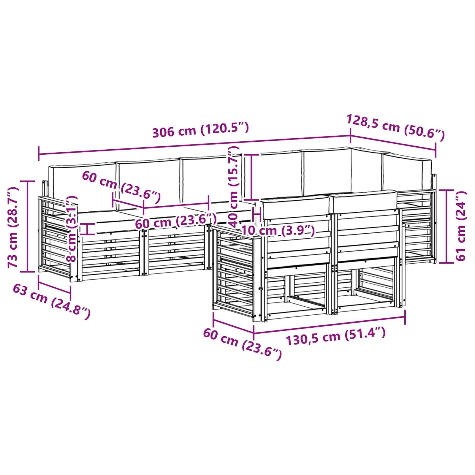 Sofa-Sets Massief Acaciahout image 8