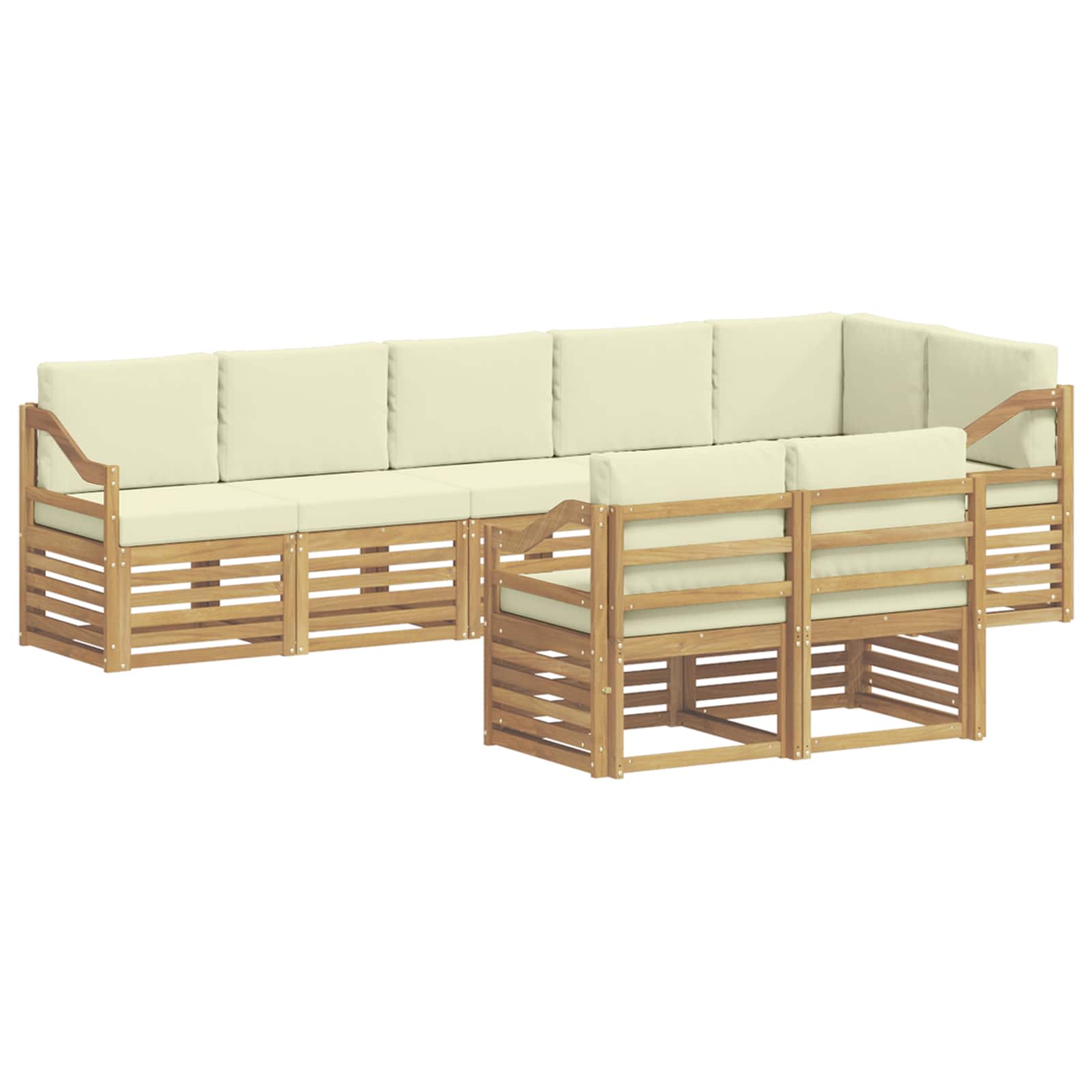Sofa-Sets 8 pcs Wit en crèmekleurig Massief Acaciahout image 2