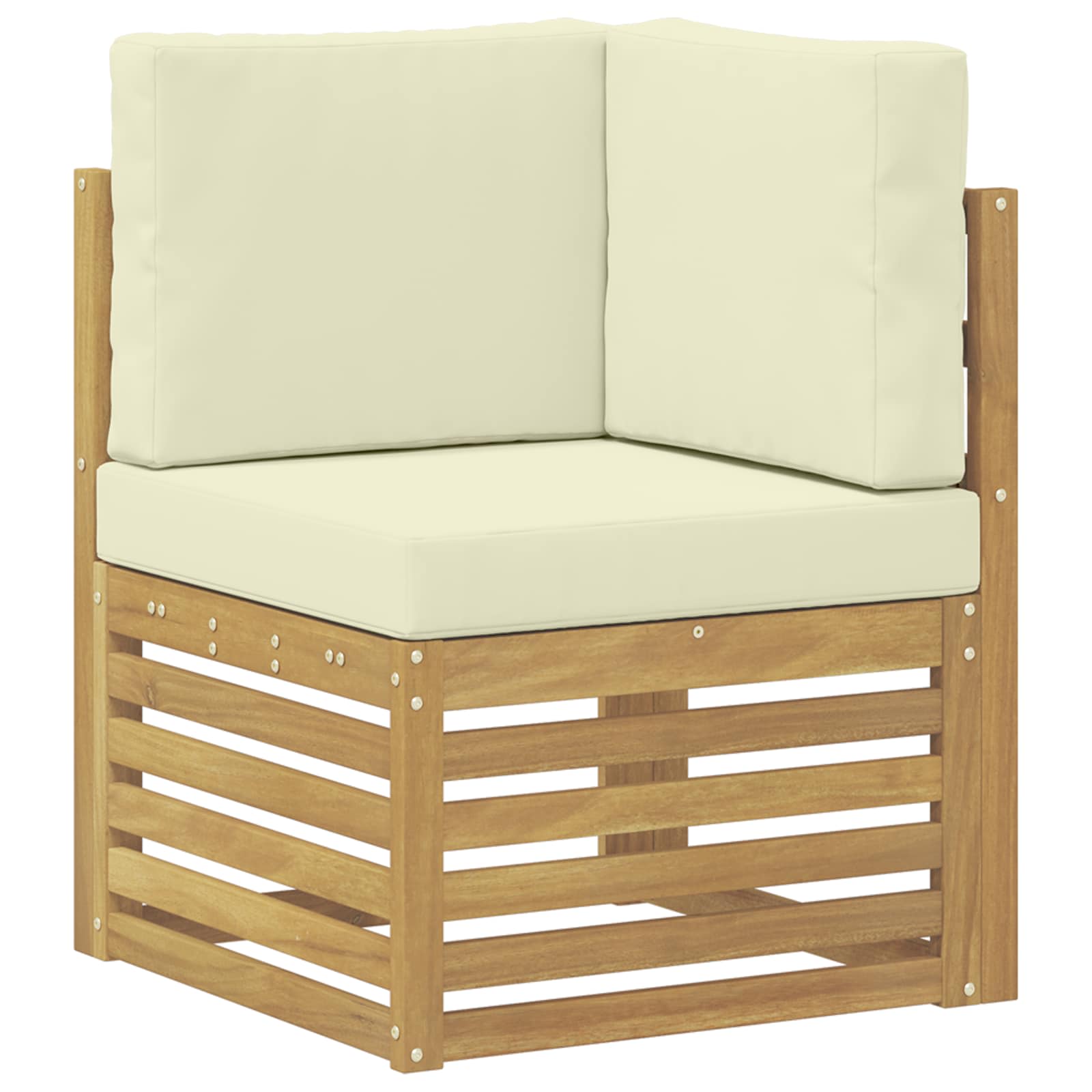 Sofa-Sets 8 pcs Wit en crèmekleurig Massief Acaciahout image 4