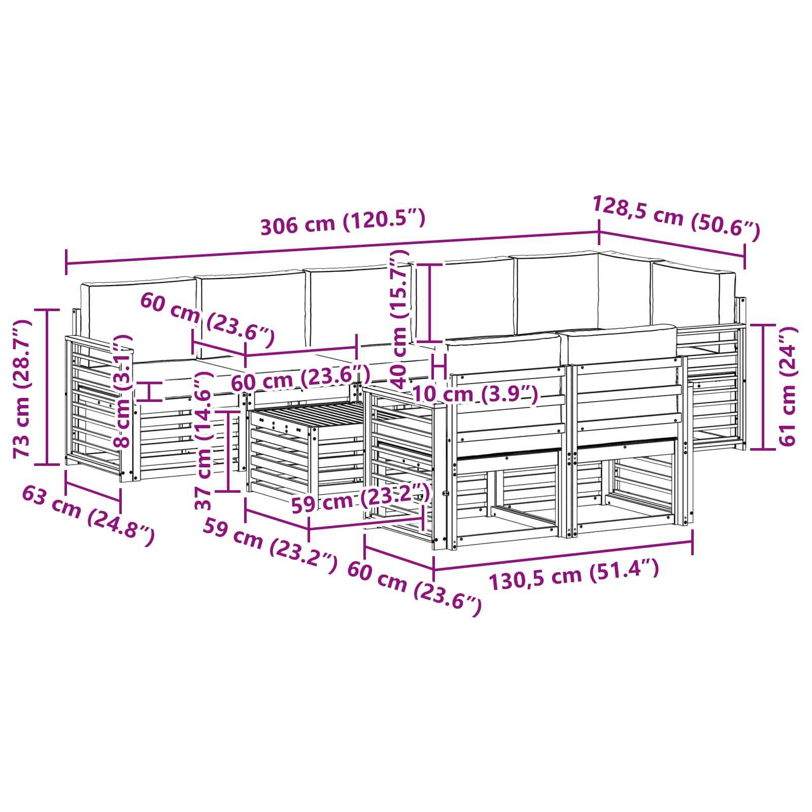 Sofa-Sets Massief Acaciahout image 8