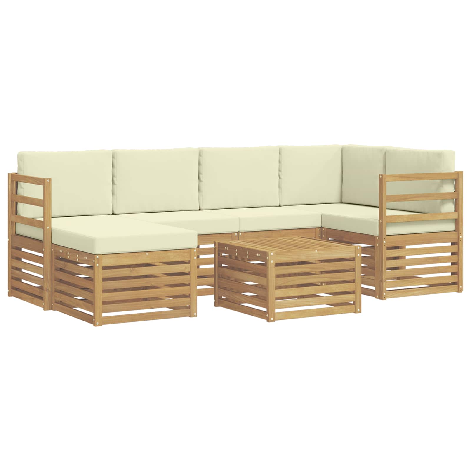 Zunanja garnitura za sedenje 7 pcs Bela in krem Poliester - slika 2