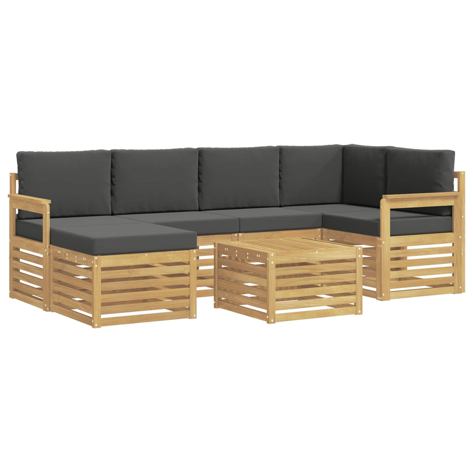 Zunanja garnitura za sedenje 7 pcs Bela in antracit Poliester - slika 2