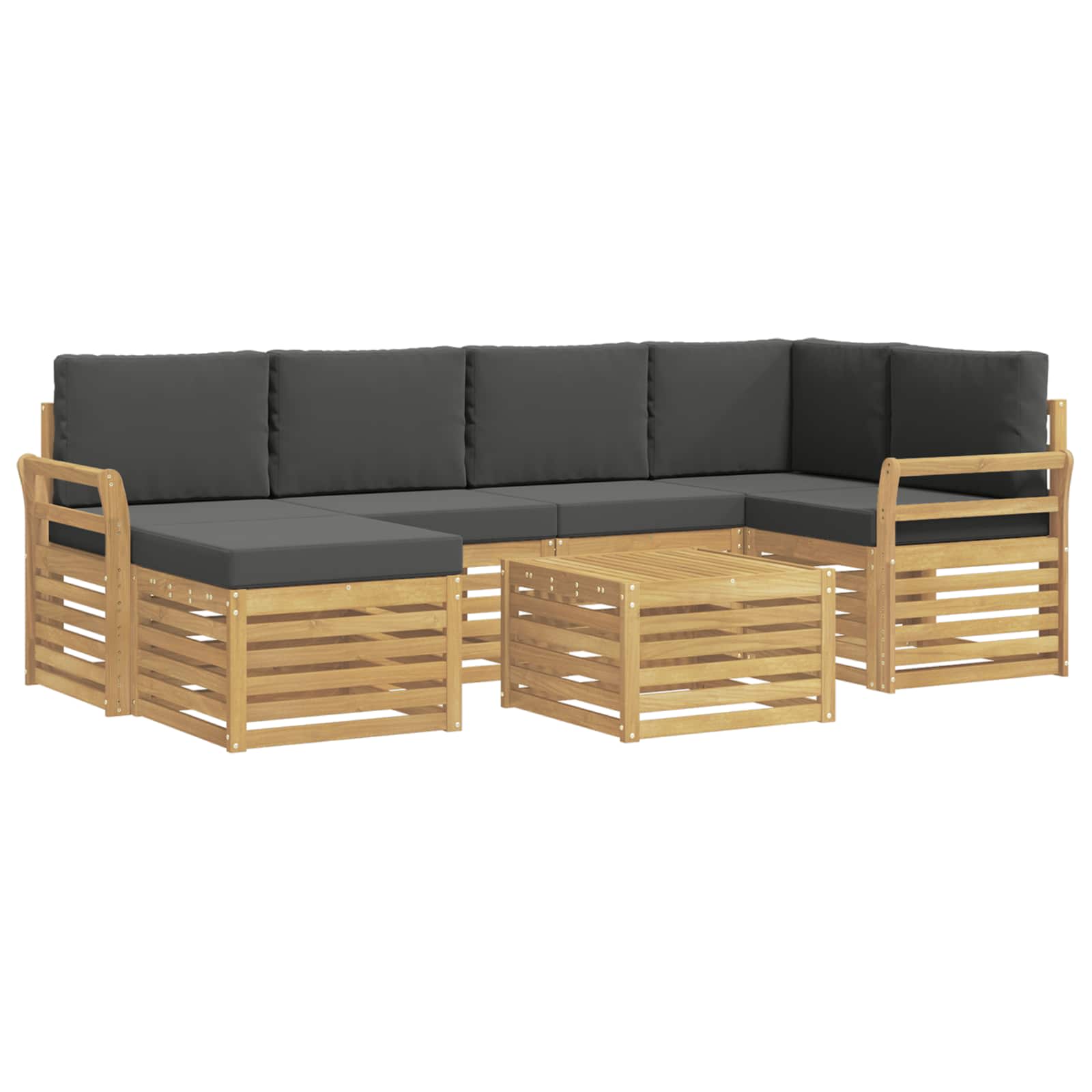 Zunanja garnitura za sedenje 7 pcs Bela in antracit Poliester - slika 2