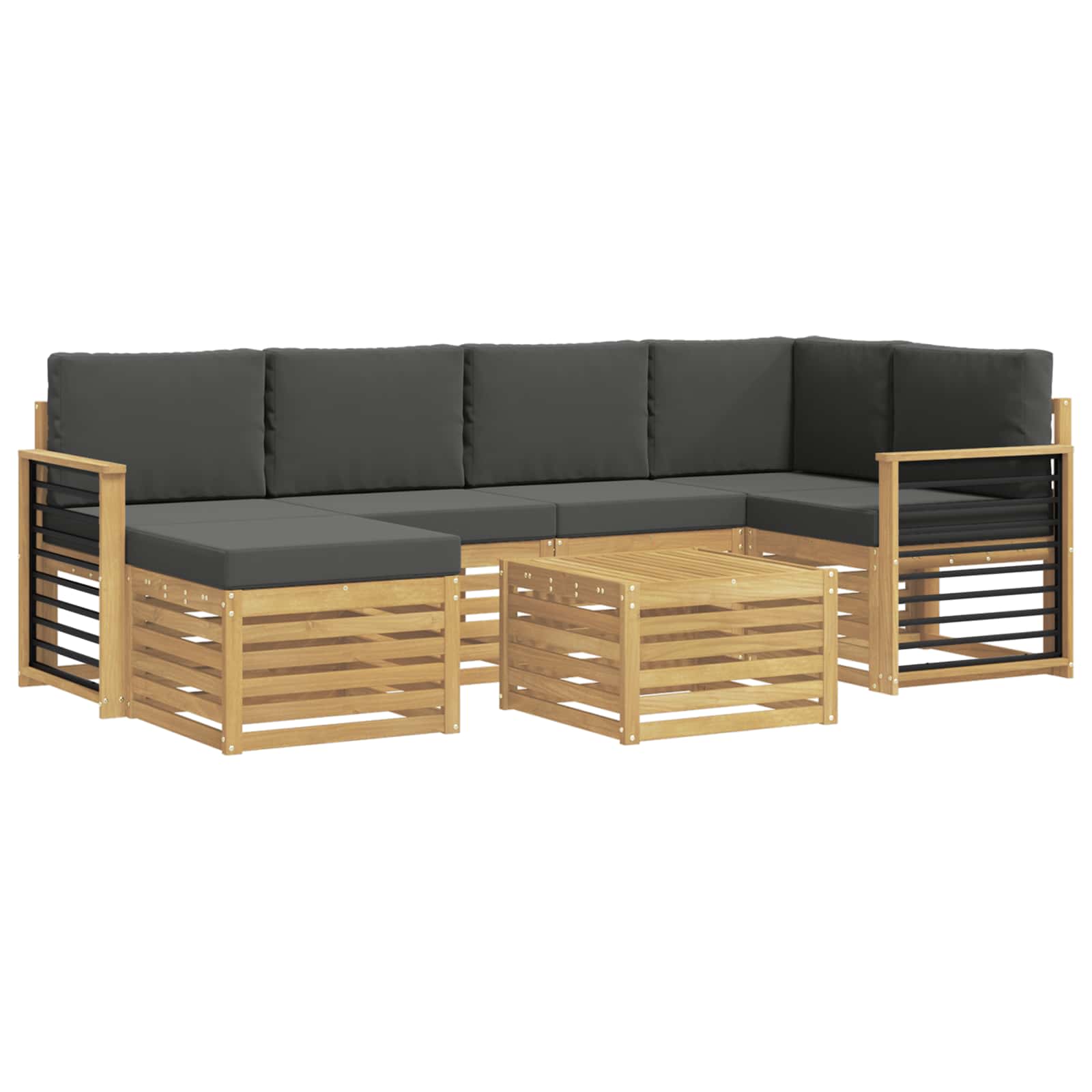 Zunanja garnitura za sedenje 7 pcs Bela in antracit Poliester - slika 2
