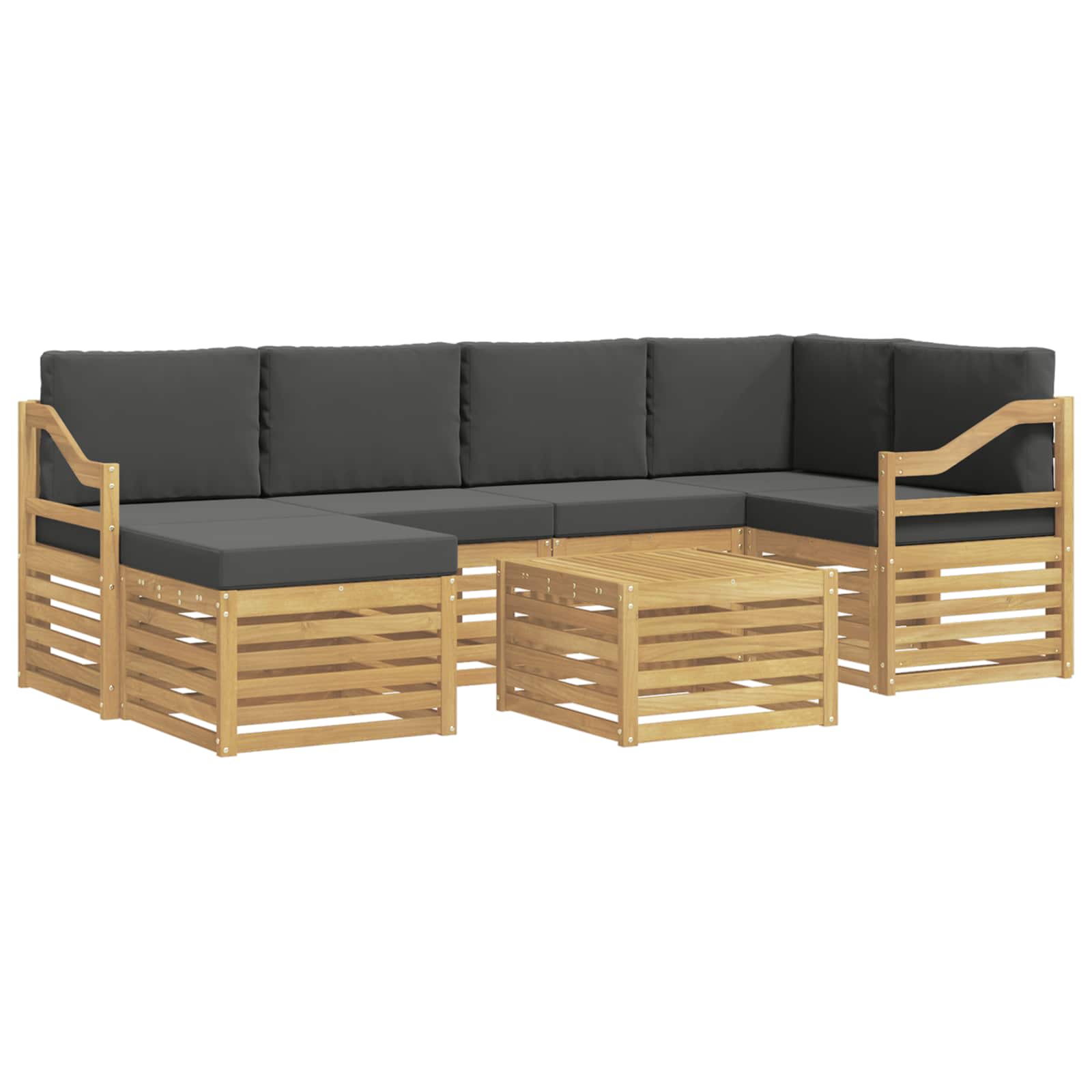 Zunanja garnitura za sedenje 7 pcs Bela in antracit Poliester - slika 2