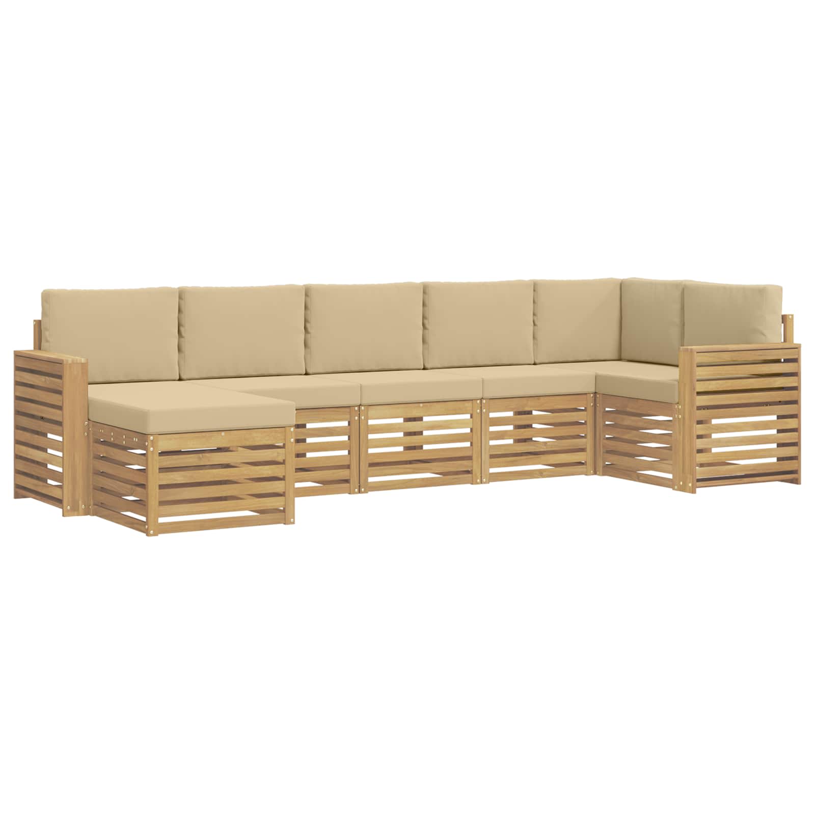 Комплект дивани за открито 7 pcs Бяло и Бежово – изображение 2