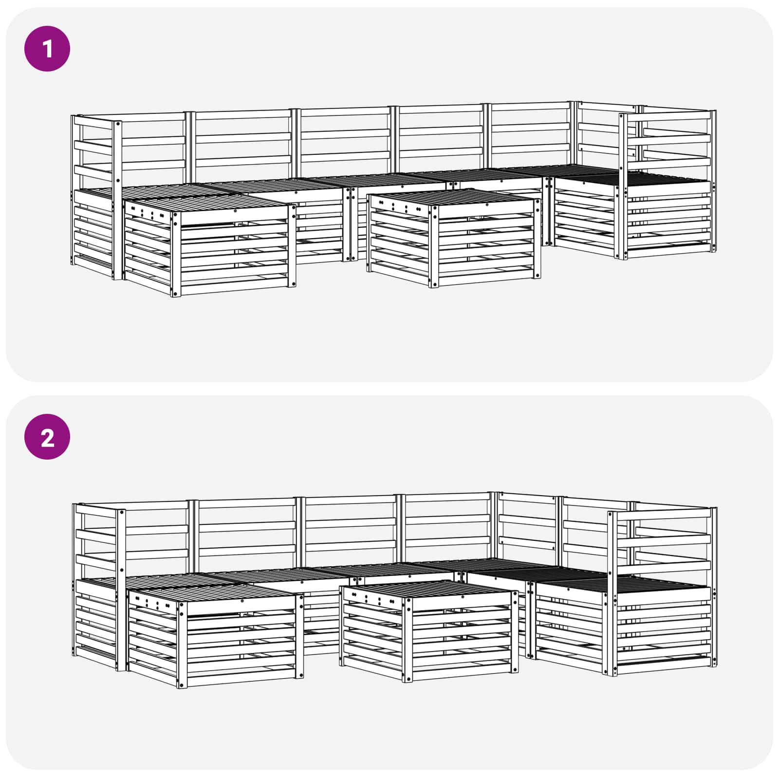 Buiten bankenset 8 pcs Wit 59 x 59 x 37 cm Massief Acaciahout image 9
