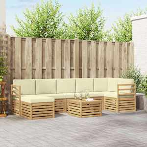 Zunanja garnitura za sedenje 8 pcs Bela in krem 59 x 59 x 37 cm