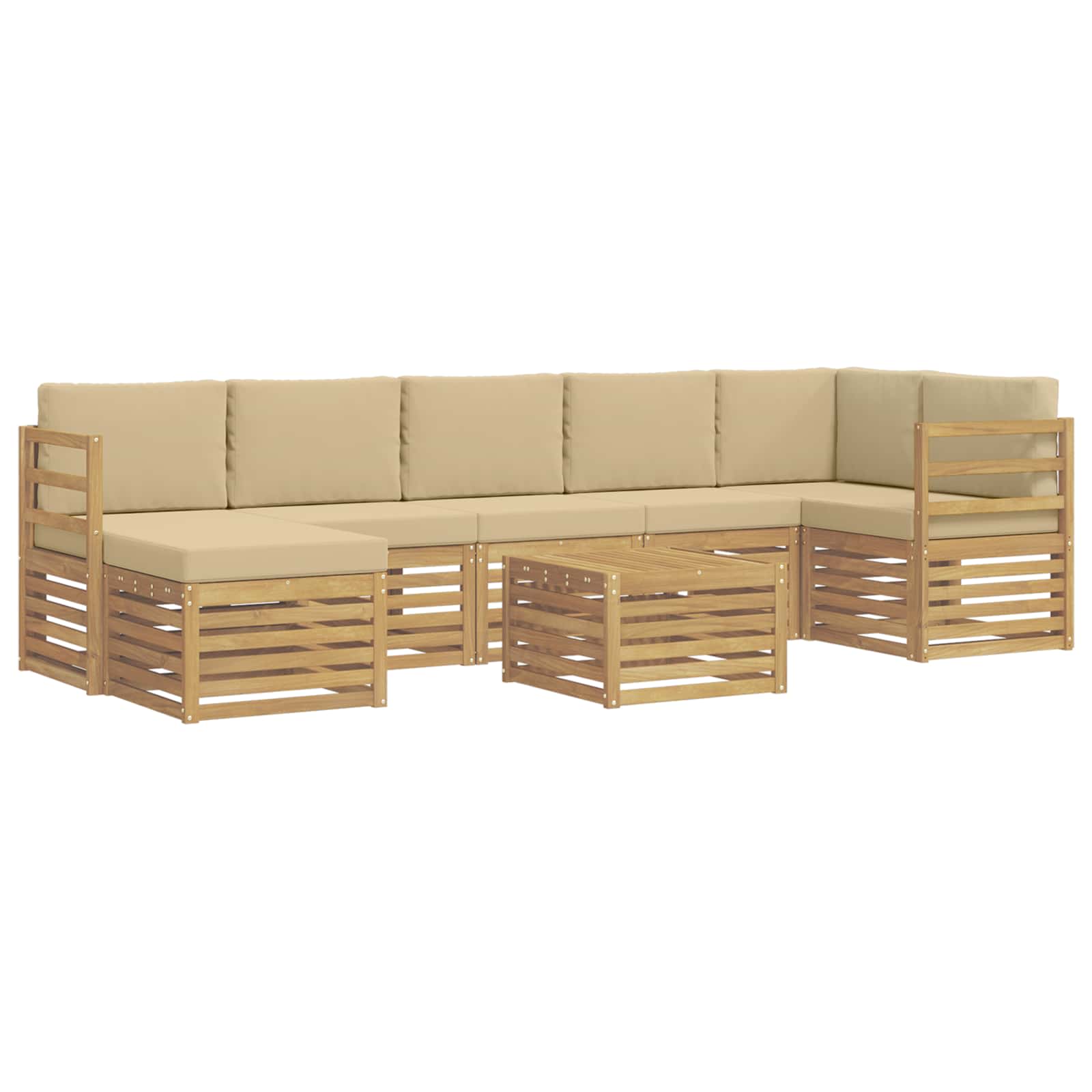 Zunanja garnitura za sedenje 8 pcs Bela in bež 59 x 59 x 37 cm - slika 2