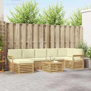 Zunanja garnitura za sedenje 8 pcs Bela in krem 59 x 59 x 37 cm