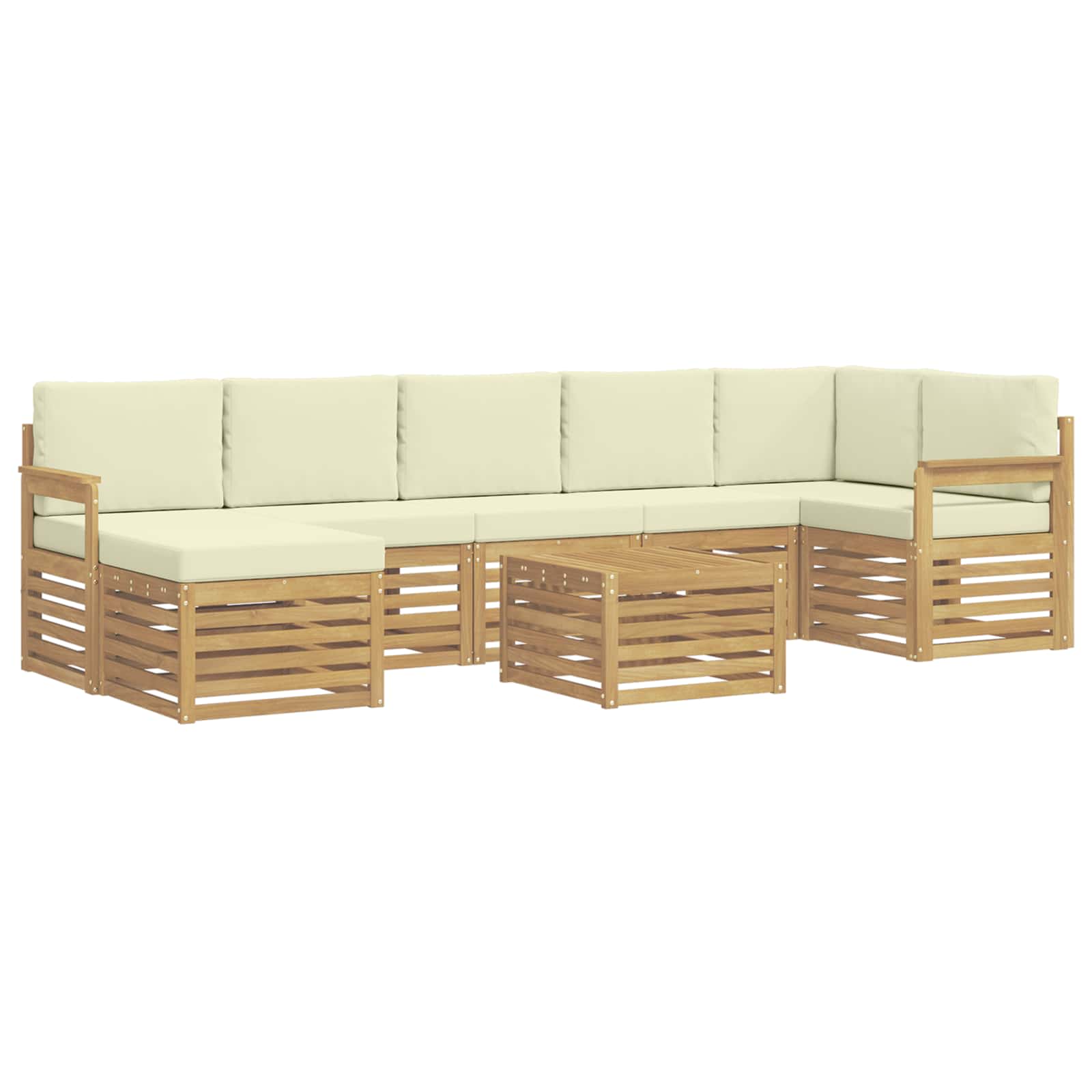 Zunanja garnitura za sedenje 8 pcs Bela in krem 59 x 59 x 37 cm - slika 2