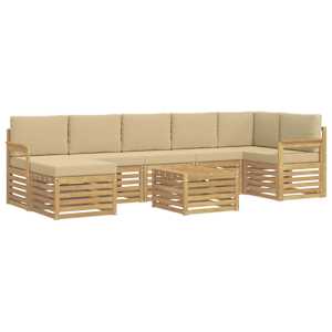 Venkovní pohovková souprava 7 pcs Bílá a béžová 59 x 59 x 37 cm - obrázek 2